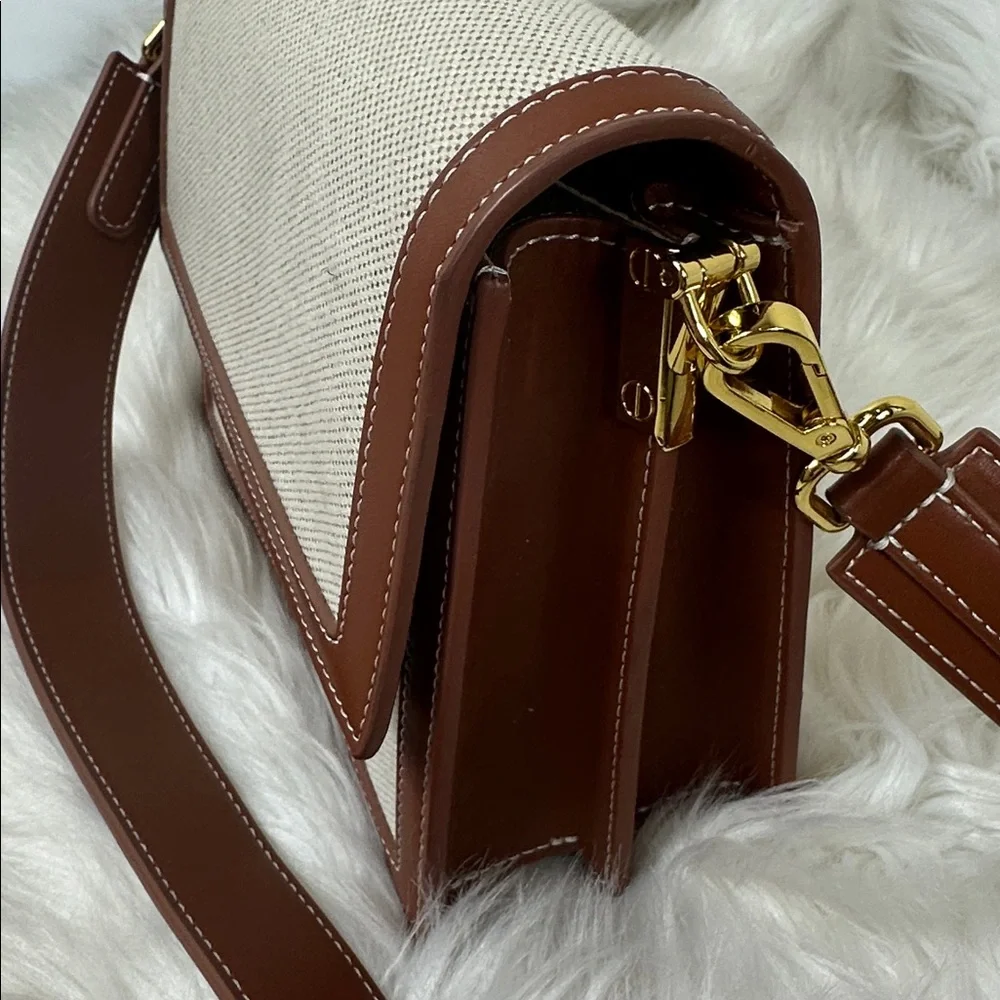 JW PEI Mini Flap Crossbody Beige Canvas & Vegan Camel Leather Trim Bag NWOT - Picture 9 of 15